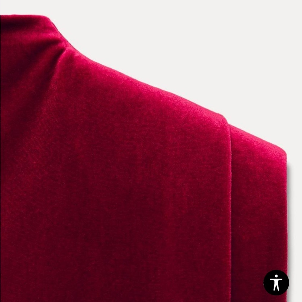 Zara NWT red velvet shoulder pad mini dress 0036/185 - Picture 9 of 14